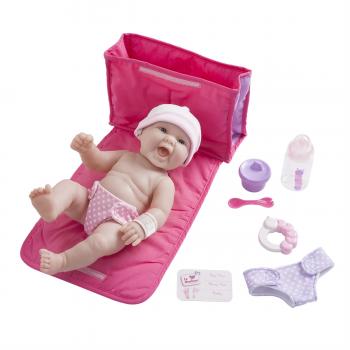 JC Toys/Berenguer - La Newborn - LA NEWBORN 10 Piece Deluxe DIAPER BAG GIFT SET, featuring a 13” Realistic All Vinyl Smiling Baby Newborn Doll – Perfect for Children 2+ - кукла
